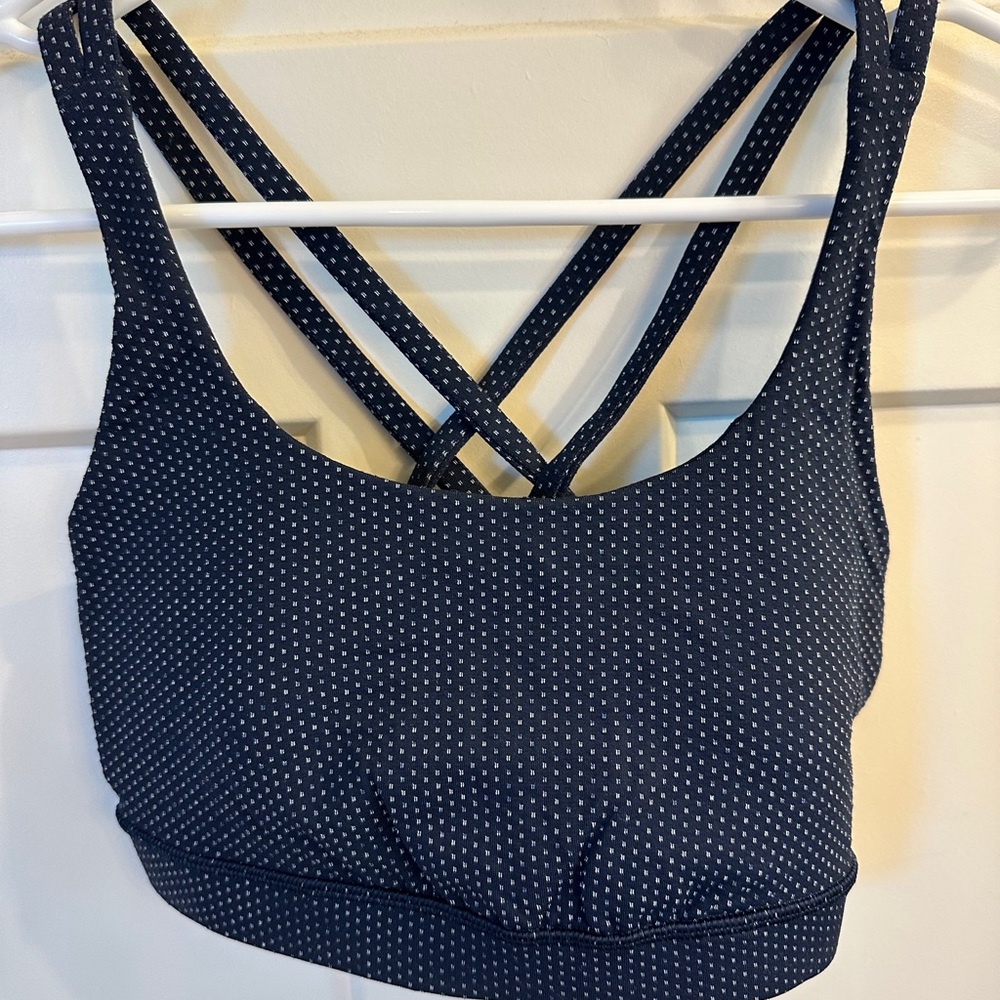 lululemon athletica Navy Blue Dotted Strappy Sports Bra